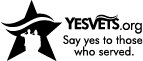 black horizontal Yes Vets logo for use on white background