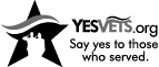 grayscale horizontal Yes Vets logo for use on white background