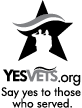 grayscale vertical Yes Vets logo for use on white background