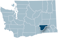 Washington state map with Franklin county highlighted
