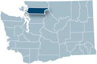 Washington state map with Skagit county highlighted